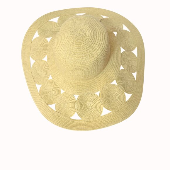 Oversized Wide Brim Sun Hat Straw Circle Resort Fashion Cruise Chic Kate Landry - Picture 9 of 15